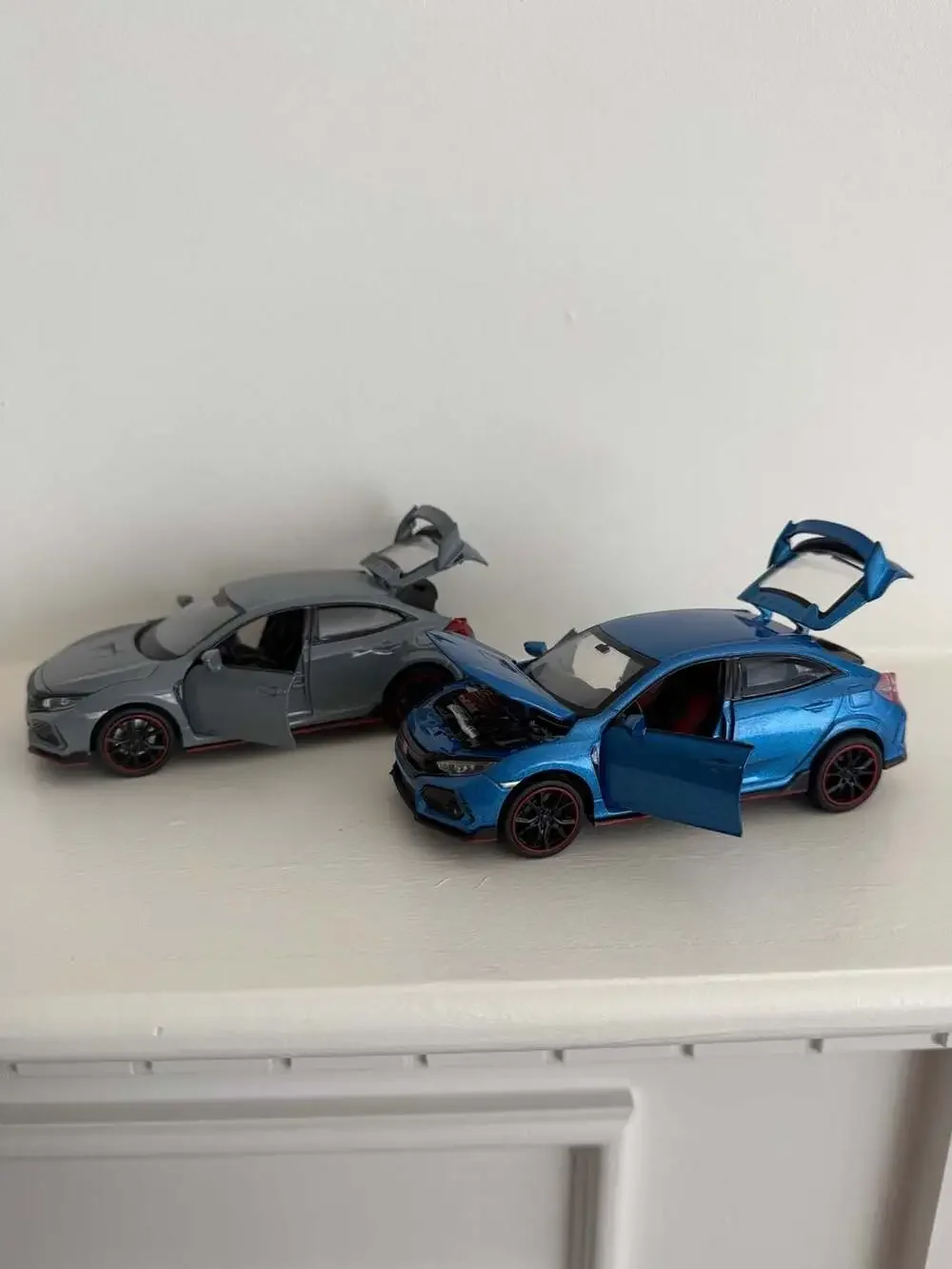 Lot of 2 Honda Civic Type R 1:32 Diecast Model Car Toy Blue and gray